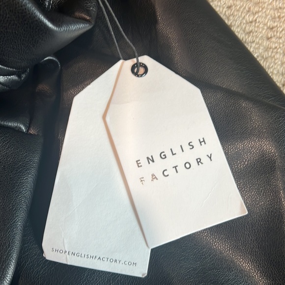 ENGLISH FACTORY faux leather cinched mini dress with snap bottoms in black M - Picture 9 of 9